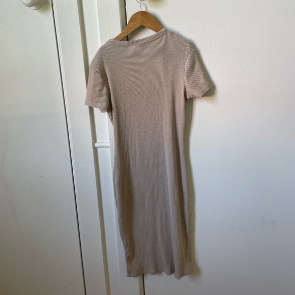 Cotton on Ribbed midi short sleeve beige dress - SIZE S - Picture 2 of 4
